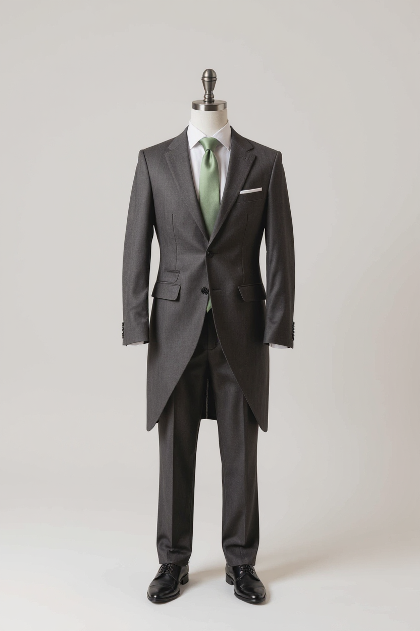 Charcoal suit with sage tie